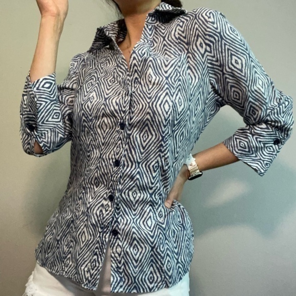 Harve Benard 100% Linen Printed Button Up Shirt